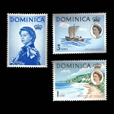 Dominica, Scott 164-166, vela, Queen & Beach, 1963, MH Foto 1 de 2