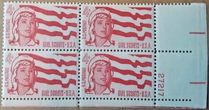 1962 US Post Scott#1199 'Girl Scouts' 4c Stamps Plate#27217 Block Of 4 Env#1 MNH - Picture 1 of 2