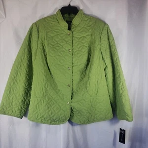 RQT Woman Damen Plus 1X limettengrün gesteppte gefütterte Jacke Druckknopfverschluss Neu mit Etikett - Bild 1 von 11