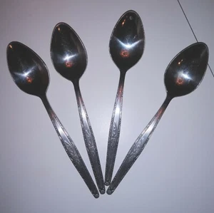 Vintage Interpur Teelöffel Ersatz Edelstahl Korea Menge 4 INR3 Rosenmuster - Bild 1 von 2