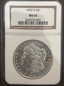 Dólar Morgan 1903-o, NGC MS-65, fecha y grado escasos - Imagen 1 de 7