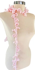 Skinny Scarf, Soft Pink, Boa Scarf,  Chenille , Necklace Scarf With Loops , - Picture 1 of 5