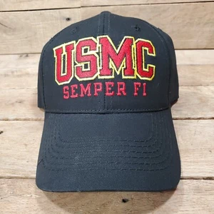 NEW USMC Semper Fi United States Marines Corps Logo Black Baseball Ball Cap Hat - Picture 1 of 5