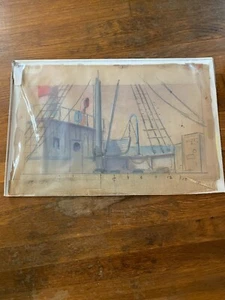 ORIG 1968 FUNNY GIRL SCENIC DESIGN STUDY SKETCH/TUGBOAT SCENE: BARBRA STREISAND - Picture 1 of 4