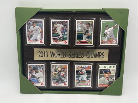 2013 World Series Champs Red Sox Plaque with 8 Topps Cards Cover