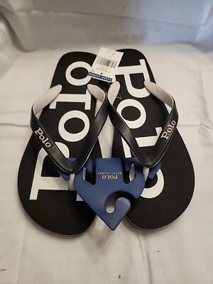 Chanclas Polo Ralph Lauren negras/blancas PERNO LOGOTIPO FIRMA HOMBRE 10 43 Foto 1 de 4