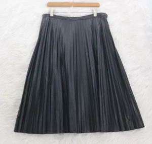 Melissa Paige Women's Black Pleated Man Made Leather Side Zip Skirt Sz 4 #1628 - Picture 1 of 12