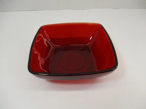 Anchor Hocking FIRE KING ROYAL RUBY Red Charm Bowl 4-3/4" Square Bright EC, LN - Picture 1 of 13