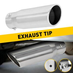 Auto Car Tip Exhaust Muffler Tail Pipe Silver Stainless Steel Fit 1.5"-2.4" New