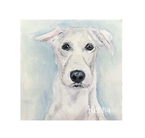 Pintura de Kenna Original HP Lienzo 4” X 4” Panel de Retrato de Perro - Imagen 1 de 3