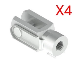 4x M6 Clevis Fork End with Spring Pin Zinc-Plated Steel – DIN 71752 Fitting - Picture 1 of 5