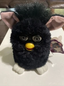 Vtg 1998 Furby Black Witch's Cat Blue Eyes Pink Ears Gen 1 70-800 WORKING - Picture 1 of 7