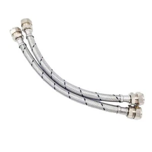 Pair Of Flexible Hose Pipes Connectors Tails 15mm x 15mm Compression WRAS - Picture 1 of 2