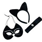 Cat Ears and Collar with Mask Fancy Dress Halloween Costume Black Cat