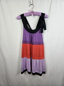 Sonia Rykiel Summer Dress 8 UK Purple Red Cotton Bow Detail Lined Holiday Sun - Picture 1 of 24