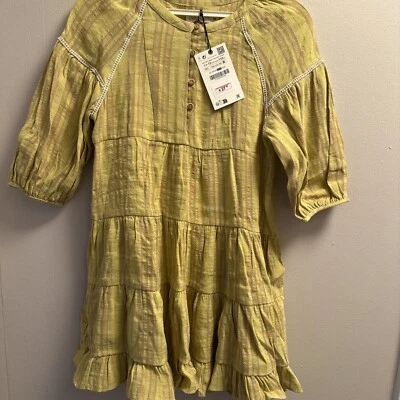 Zara девочек желтый/коричневый платье 11/12 новый с ярлыками - Изображение 1 из 4