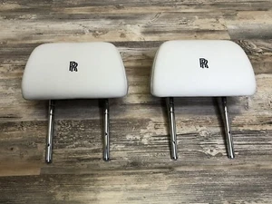 Rolls Royce Ghost 2008-2019 reposacabezas cuero crema nuevo bordado en negro - Imagen 1 de 11