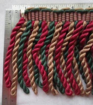 Tapicería consola de colección 6" 43' FRANJA LINGOTE adorno oro viejo verde vino años 80 4+ YDS Foto 1 de 3