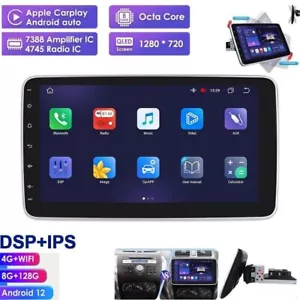 Singolo 1DIN Rotabile 10,1''Android 12 Touch Screen CarPlay Radio GPS WIFI 128 GB - Foto 1 di 23