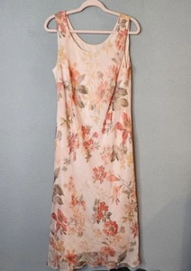 Vtg R&M Richards Dress Sz 16 Y2K Floral Fairy Peach Pink Summer Wedding - Picture 1 of 12