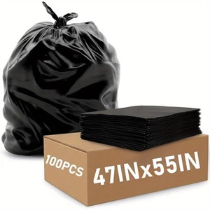 65 Gallon Heavy Duty Trash Bags 100 Count Thick Black Garbage Bags Extra Large - Picture 1 of 9