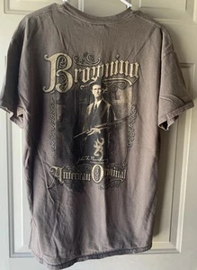 Browning Brand John M Browning Picture On Back Brown T-Shirt Size Large - Picture 1 of 6