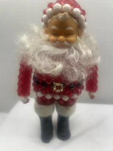 VINTAGE Handarbeit Perlen Weihnachtsmann Figur OOAK Grannycore - Bild 1 von 14