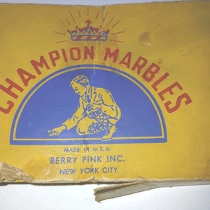 Antique Marbles 1930s / Vintage Champion Marble Box 50 Marbles - Picture 1 of 15