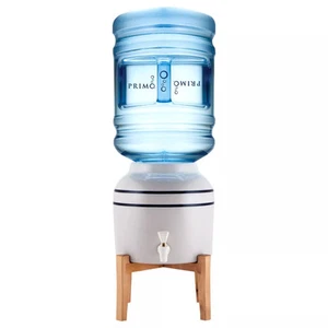 Water Countertop Dispenser Top Loading, Room Temp, Ceramic, Wooden Stand US - Picture 1 of 7