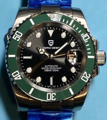 PAGANI DESIGN 40MM STARBUCKS SPRITE KERMIT AUTO DIVER SAPPHIRE CERAMIC BLACK GR - image 1 of 4