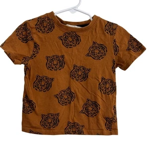 T-shirt manica corta H&M marrone tigre taglia 2-4 anni cotone - Foto 1 di 4