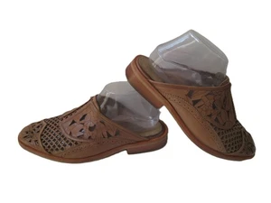 Free People Paramount braune weiche Leder-Pantolette mit Cut-Outs US 9 EUR 39,5 KOSTENLOSER VERSAND - Bild 1 von 8