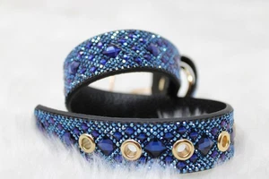 Jacqueline Kent Diamonds In The Ruff Rhinestone Dog Collar Royal Blue MED NWOT - Picture 1 of 1