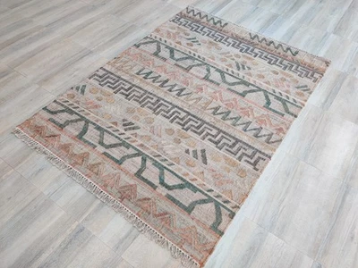 Natural Handwoven Area Rug for Living Room 5x8 ft Jute Kilim Tribal 160x240 cm - Image 1 of 4