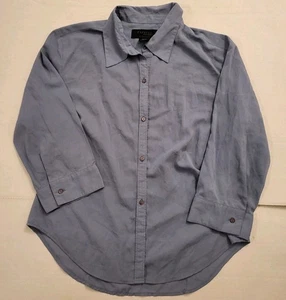 Vintage Express World Marke Damen Gr. 5/6 blau Knopfleiste 3/4 Ärmel Top - Bild 1 von 5