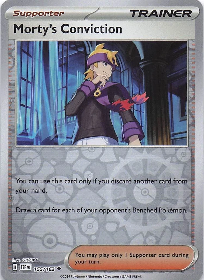 Morty's Conviction - SV05: Temporal Forces 155/162- NM - Reverse Holo - Image 1 of 2