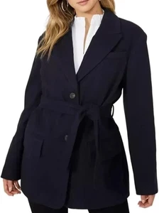 Principles Belted Blazer Coat Button Belt Lined Pockets 10 Uk BNWT RRP £69 Navy - Picture 1 of 6