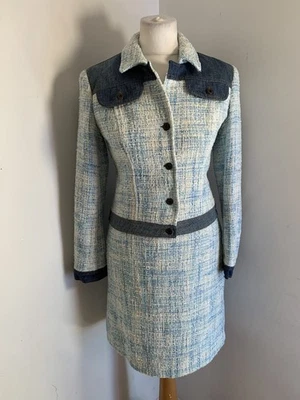 Dolce & Gabbana Tweed Falda Traje EU 40 UK 8 EN MUY BUENA CONDICIÓN Boucle Y2K 90s Denim Informal Azul Foto 1 de 4