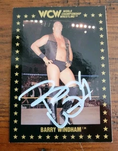 1991 WCW WRESTLING SIGNED ON CARD BARRY WINDHAM AUTOGRAPH 17 WIDOWMAKER HORSEMAN - Picture 1 of 2