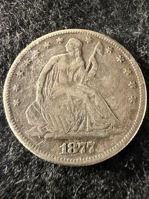 1877-S Seated Liberty Half Dollar 50c Nice 90% Silver Coin! Ships free! - Image 1 of 2