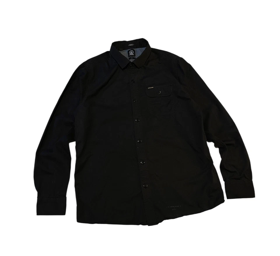 Men's Volcom Black Long Sleeve Button Up Size Large - Image 1 of 4