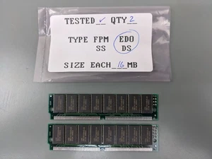 (2) 16MB EDO SIMMs, 72-pin RAM Memory Sticks (32MB Total) - Picture 1 of 3