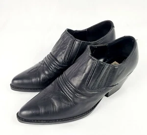 Maine Woods Western Cowboy Ankle Boots Leather 5.5 Slip On Pointed Toe Stiching  - Picture 1 of 10