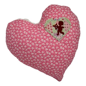 NEU Handarbeit Valentinstag Amor Herz Quilt Kissen Vintage Chenille Tagesdecke - Bild 1 von 10