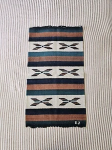 Antique Native American Handwoven Tapestry Signed "GJ" 38"x22" - Picture 1 of 10
