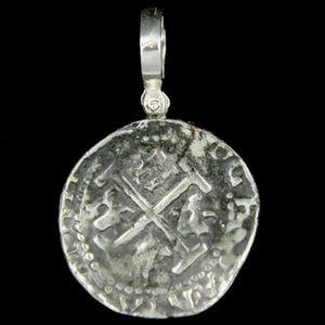 Gioielli Atocha Cassaforte Affondata - Ciondolo Moneta Argento 8 Escudo Lima - Foto 1 di 5