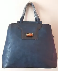 Borsa a mano donna donna blu ecopelle grande - Foto 1 di 3