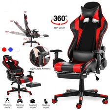 Gaming Armchair Office Chair Adjustable Footrest Leather Home Office Furniture