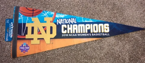 NOTRE DAME 2018 WOMEN'S BASKETBALL NATIONAL CHAMPIONS PREMIUM 12"X30" PENNANT Cover