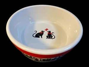 Signature ceramic pet bowl "City Pets" small 2 black cats red butterfly 2009 - Picture 1 of 6